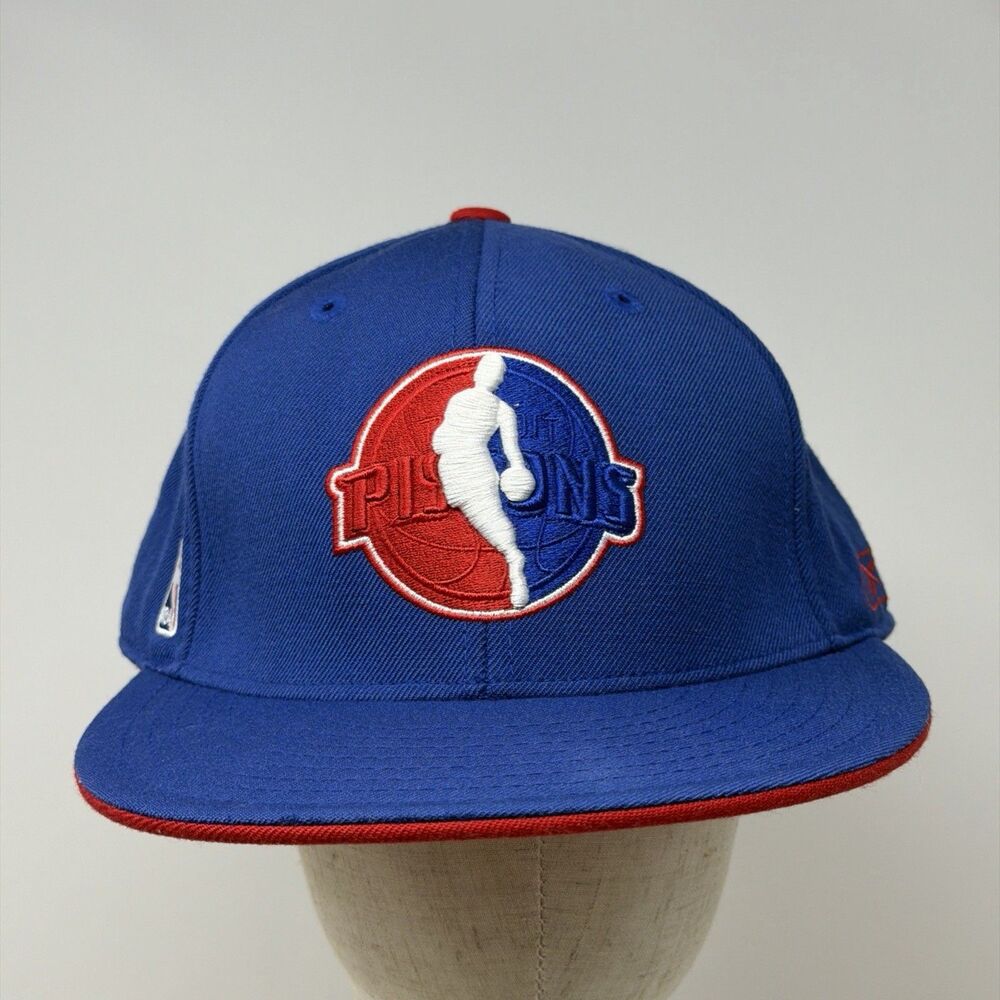 VTG Detroit Pistons Reebok Fitted Hat Size 8 Blue Red 100% Wool NBA Cap